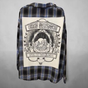 Blue Plaid Graphic Back Flannel Shirt